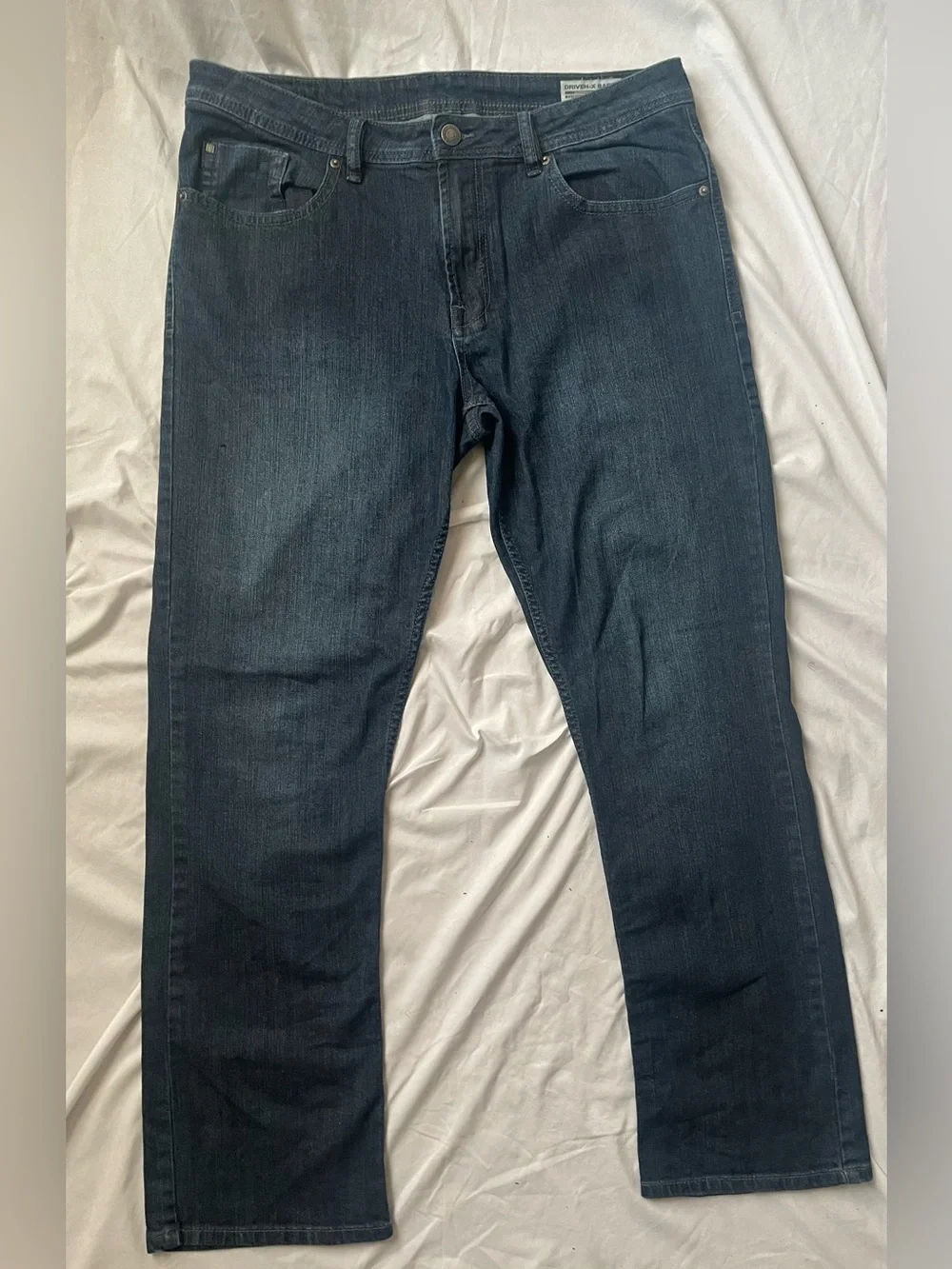 Dark Blue Jeans Straight Leg Denim - Faded Wash Vintage and Comfortable